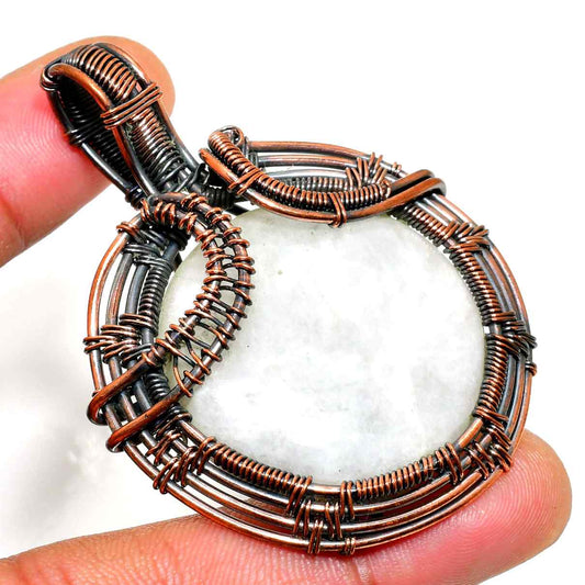 Lunar Serenity – Moonstone & Oxidized Copper Pendant