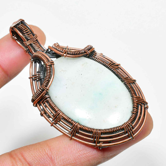 Serenity’s Embrace – Aquamarine Copper Pendant