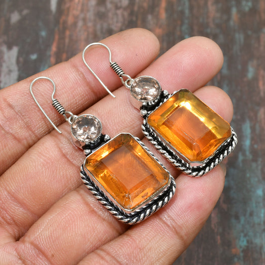 Solar Grace – Citrine Filigree Earrings