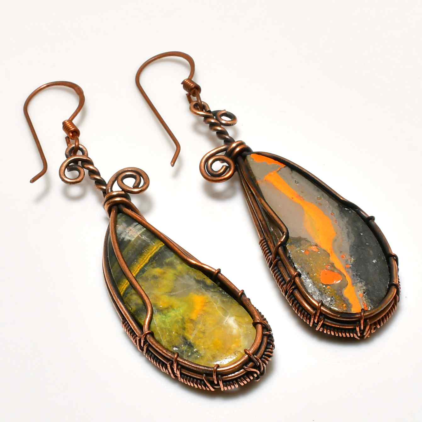 Earthsong Drops – Copper-Wrapped Gemstone Earrings