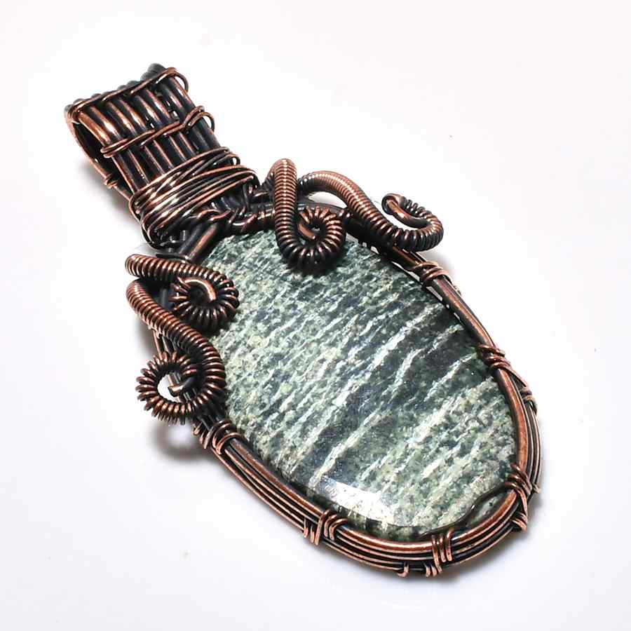 Terra’s Embrace – Oxidized Copper & Natural Stone Pendant