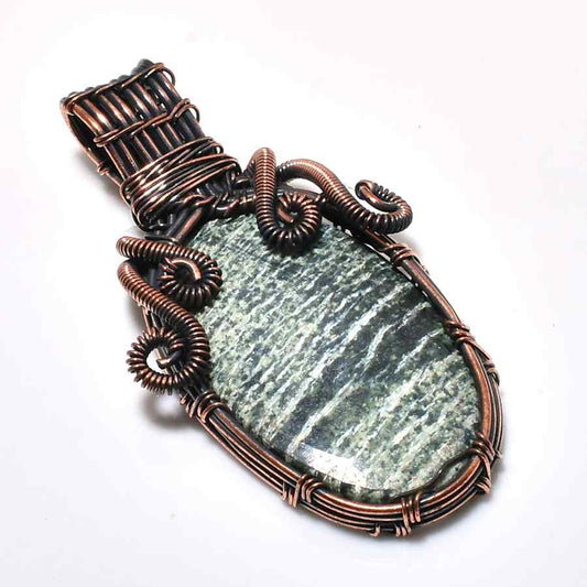 Terra’s Embrace – Oxidized Copper & Natural Stone Pendant