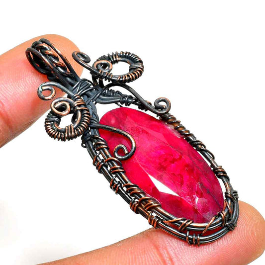 Crimson Courage – Ruby Copper Pendant