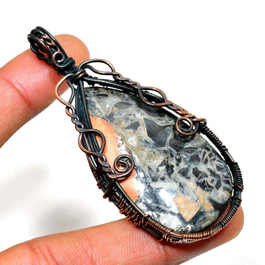 Gaia’s Whisper – Copper-Wrapped Earthstone Pendant