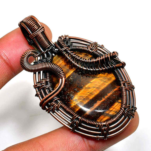 Serpent’s Embrace – Tiger’s Eye & Copper Pendant