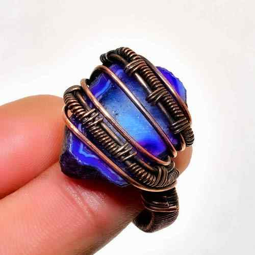 Ezra’s Veil – Agate & Oxidized Copper Ring