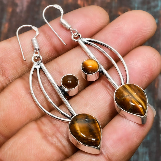 Seraph’s Shield – Tiger’s Eye Sterling Silver Earrings