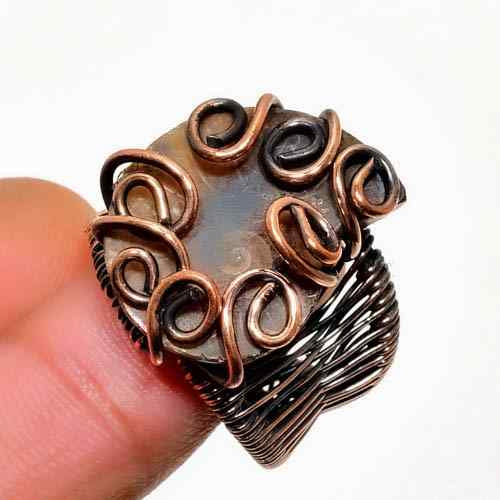 Gaia’s Embrace – Oxidized Copper Agate Ring