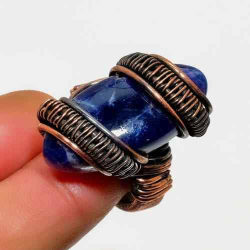 Clarity’s Embrace – Sodalite Copper Ring