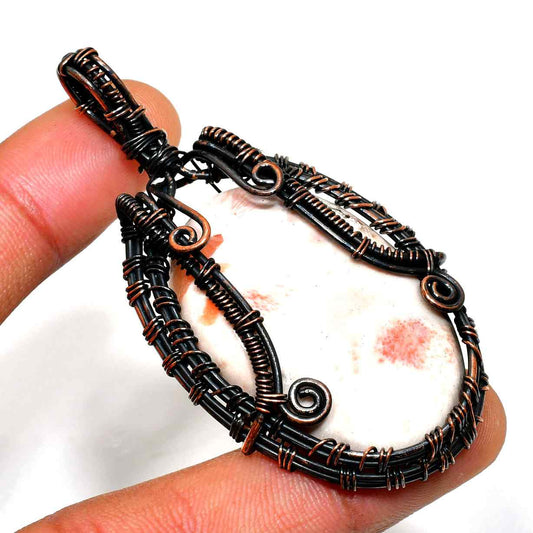 Gaia’s Embrace – Dark Copper Wrapped Stone Pendant