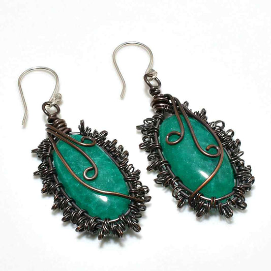 Verdant Embrace – Green Aventurine Copper Earrings