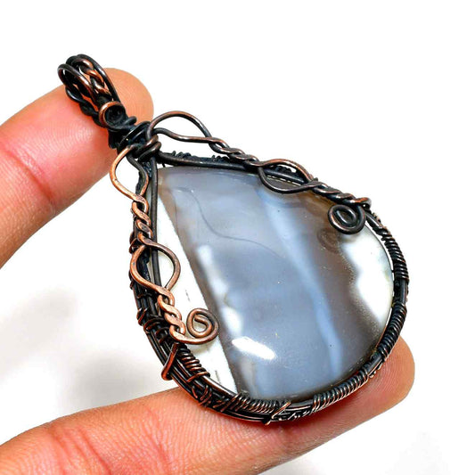 Gaia’s Harmony – Oxidized Copper Agate Pendant