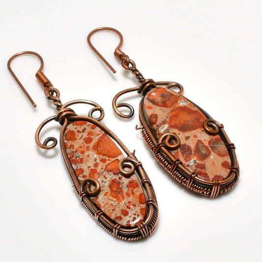 Earth’s Embrace – Brecciated Jasper Copper Earrings