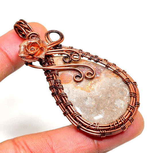 Gaia’s Embrace – Copper-Wrapped Gemstone Pendant