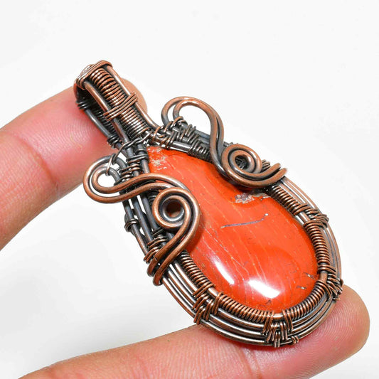 Ember’s Embrace – Red Jasper Copper Pendant