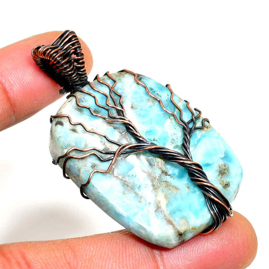 Tranquil Tide – Larimar Copper Pendant
