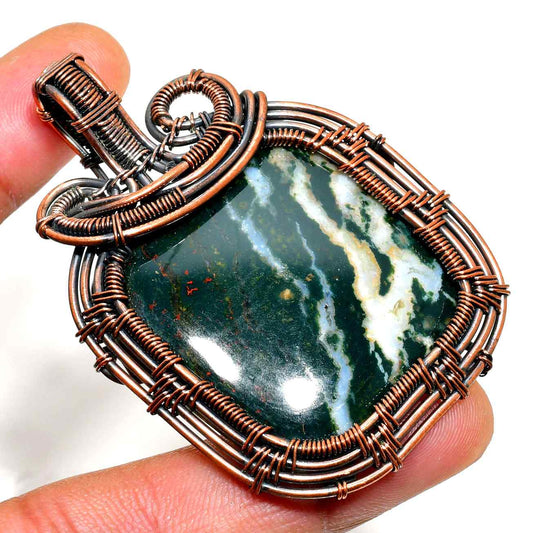 Grounded Harmony – Oxidized Copper Agate Pendant