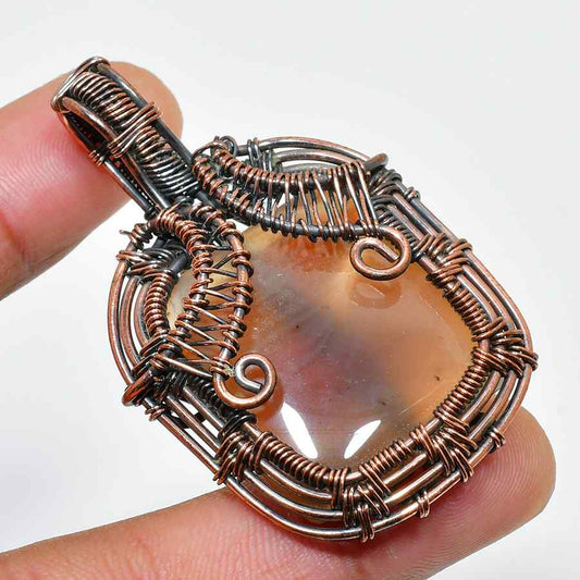 Earth’s Embrace – Copper-Wrapped Agate Pendant