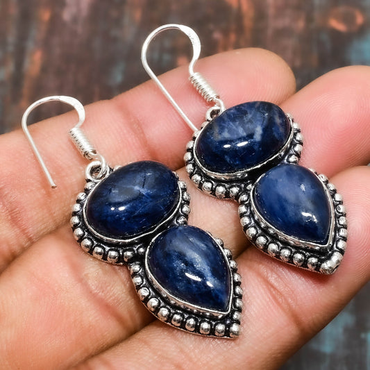 Azure Cascade – Kyanite & Silver Earrings