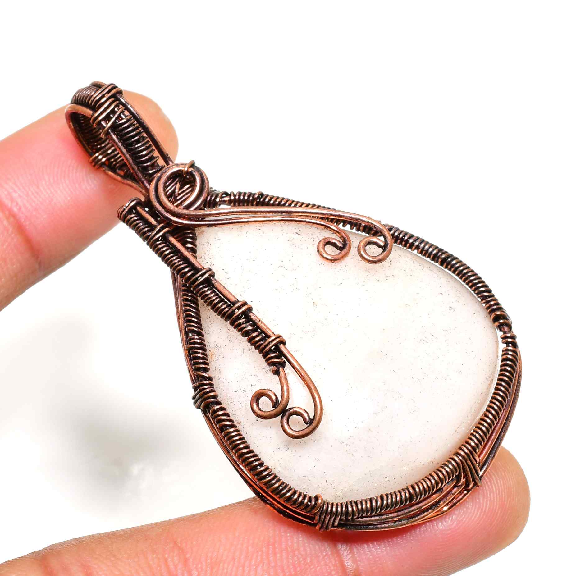 Luna’s Embrace – Moonstone & Copper Pendant