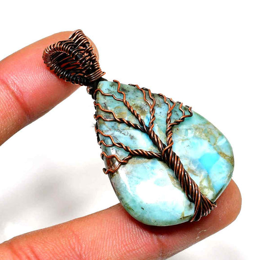 Ocean’s Whisper – Larimar Copper Pendant