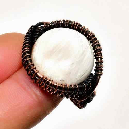 Celestial Halo – White Agate & Oxidized Copper Ring