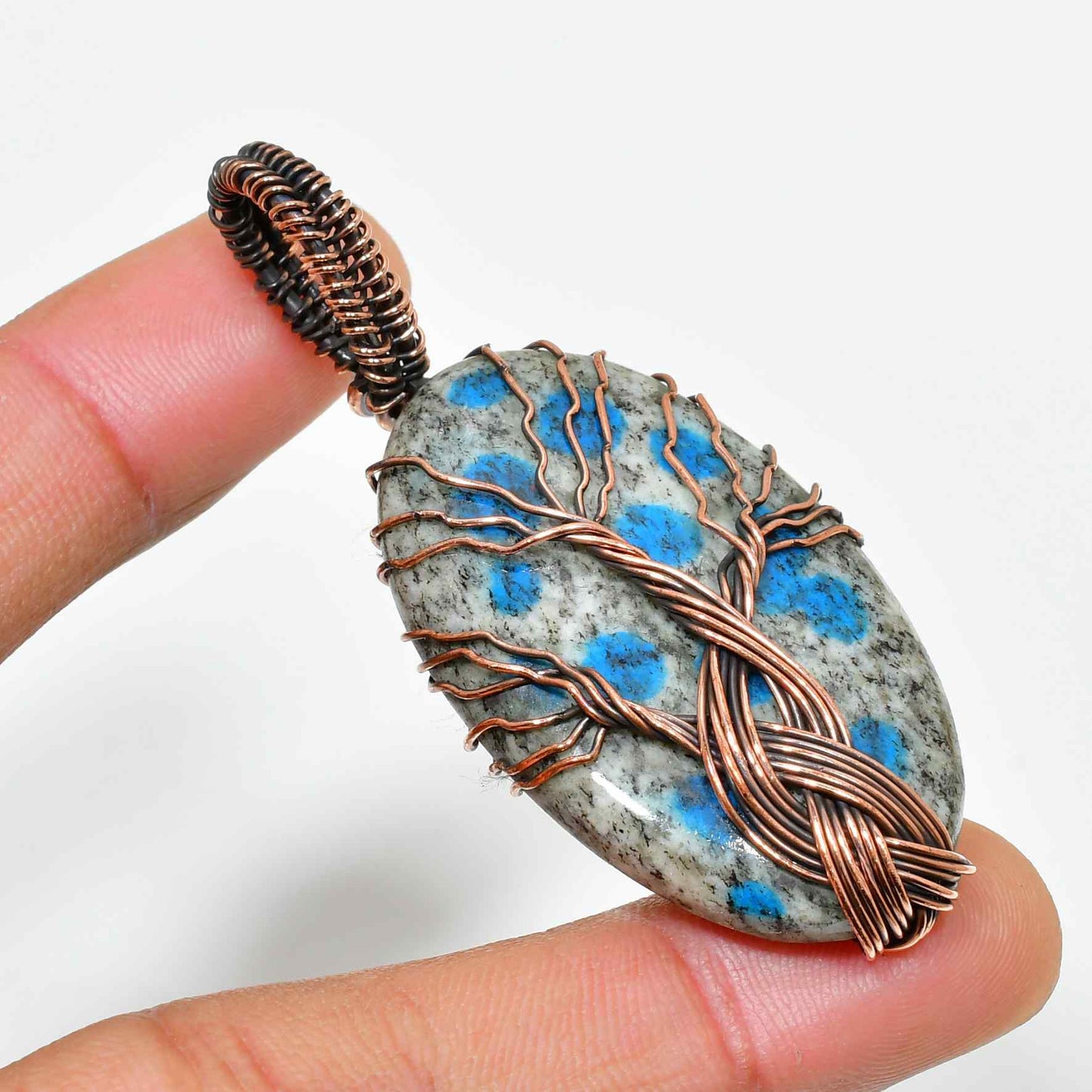 Earthbound Harmony – Copper-Wrapped Natural Stone Pendant