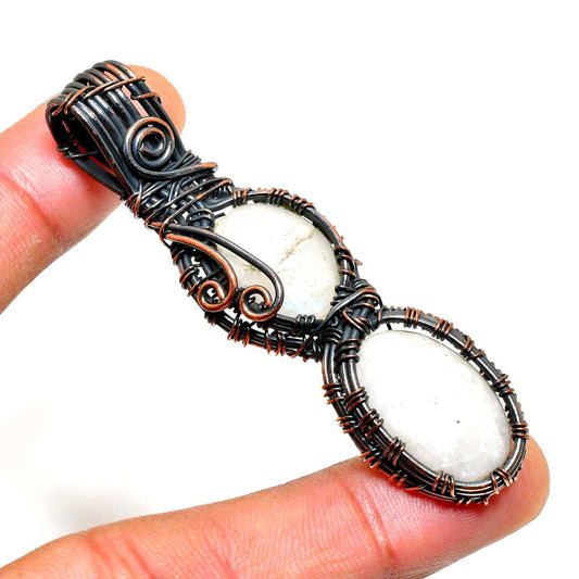 Gaia’s Embrace – Dual Stone Copper Pendant