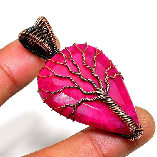 Aurelia’s Arbor – Pink Quartz Copper Pendant