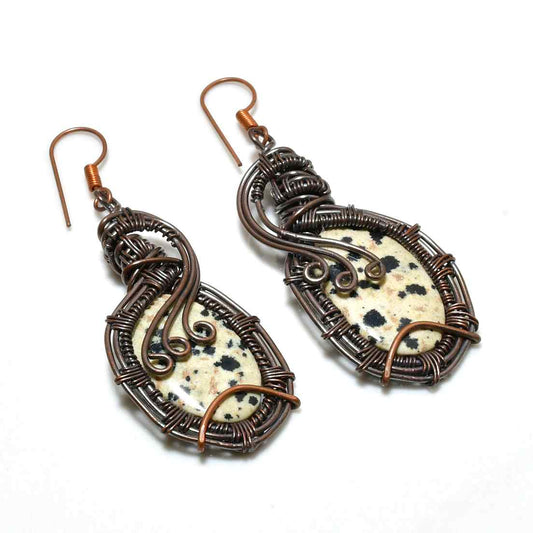 Dotty Delight – Dalmatian Jasper Copper Earrings