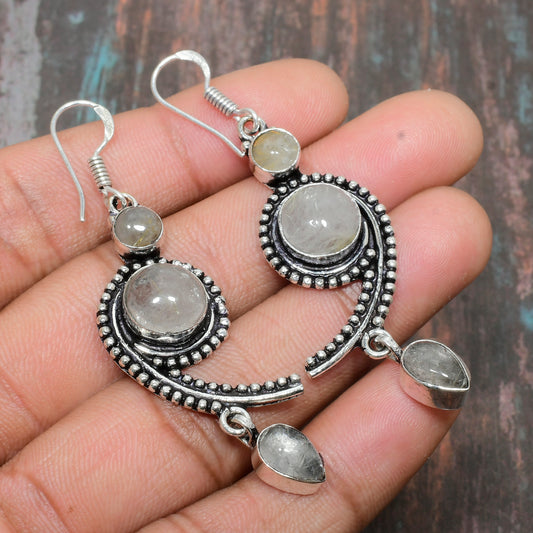Luna’s Swirl – Sterling Silver Moonstone Earrings