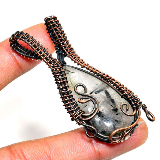 Elysian Tear – Quartz & Oxidized Copper Pendant