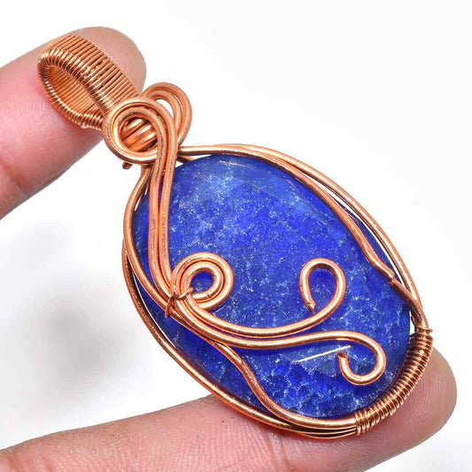 Celestial Harmony – Lapis Lazuli Copper Pendant