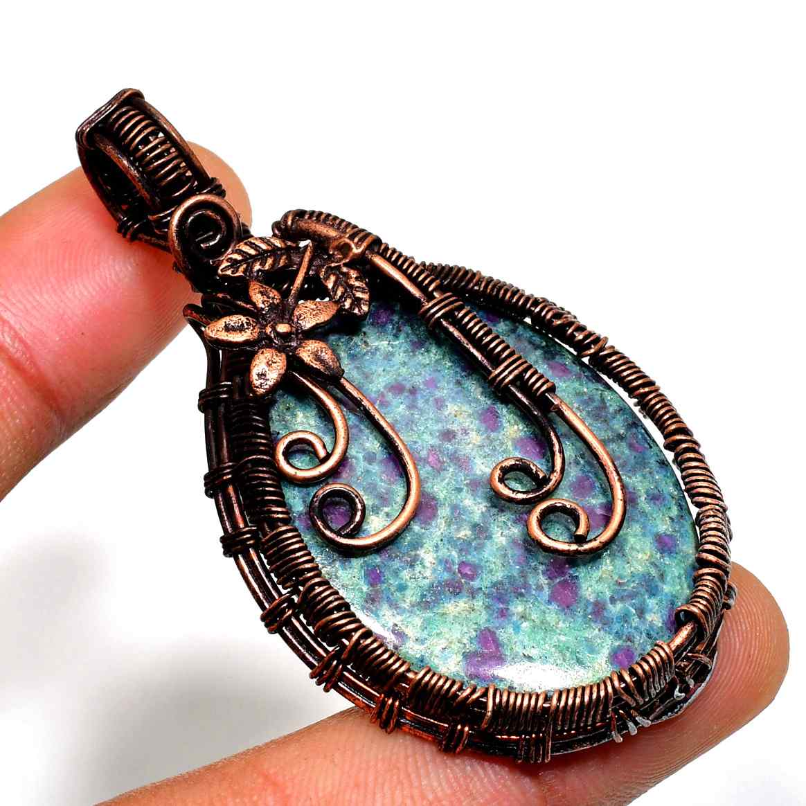 Gaia’s Harmony – Amethyst Copper Pendant
