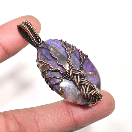 Ezra’s Veil – Handcrafted Amethyst & Oxidized Copper Pendant