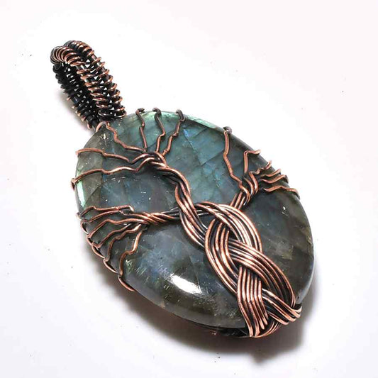 Gaia’s Veil – Labradorite & Copper Pendant