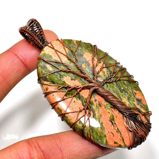 Gaia’s Tree – Unakite Copper Pendant