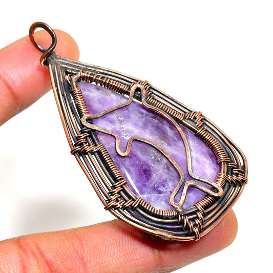 Ezra’s Veil – Amethyst Copper Wire Pendant