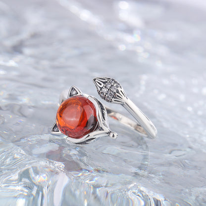 Vintage Fox Ring  - 925 Sterling Silver