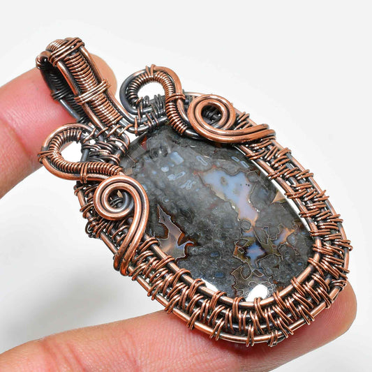 Celestial Harmony – Copper Wire Crystal Pendant
