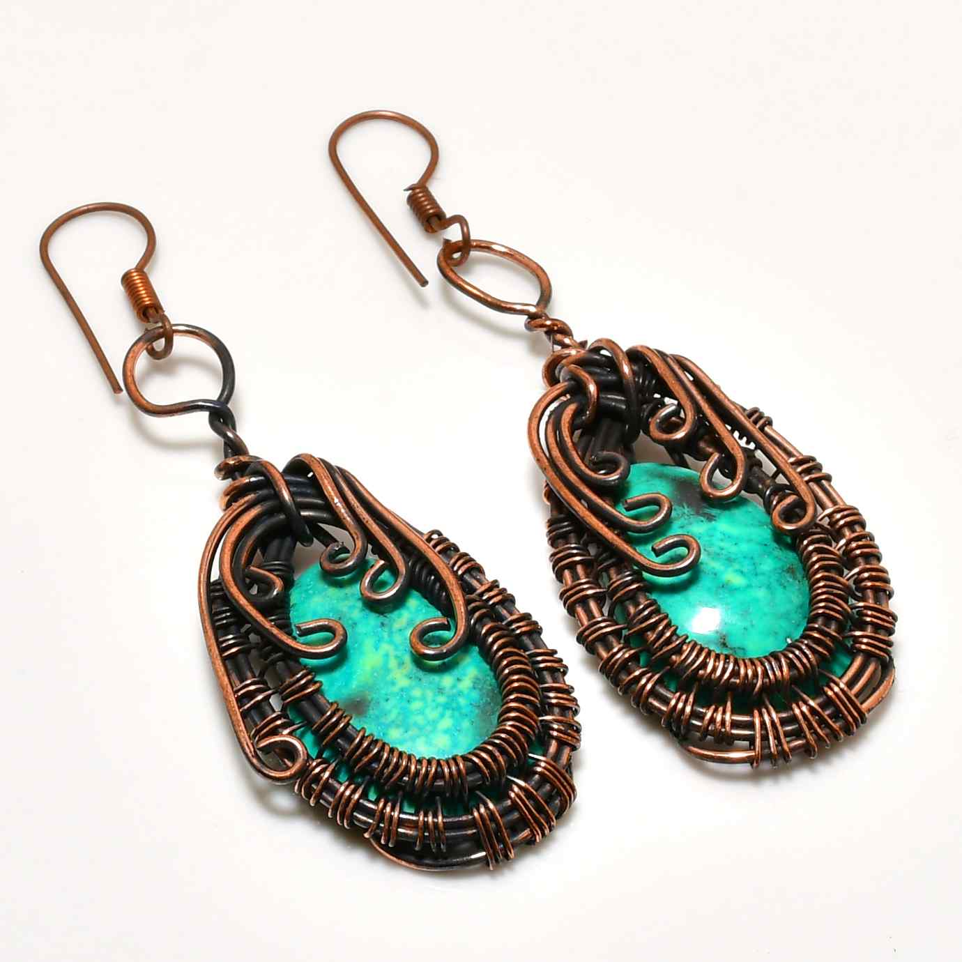Azura Harmony – Copper-Wrapped Turquoise Earrings