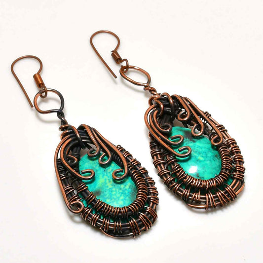 Azura Harmony – Copper-Wrapped Turquoise Earrings