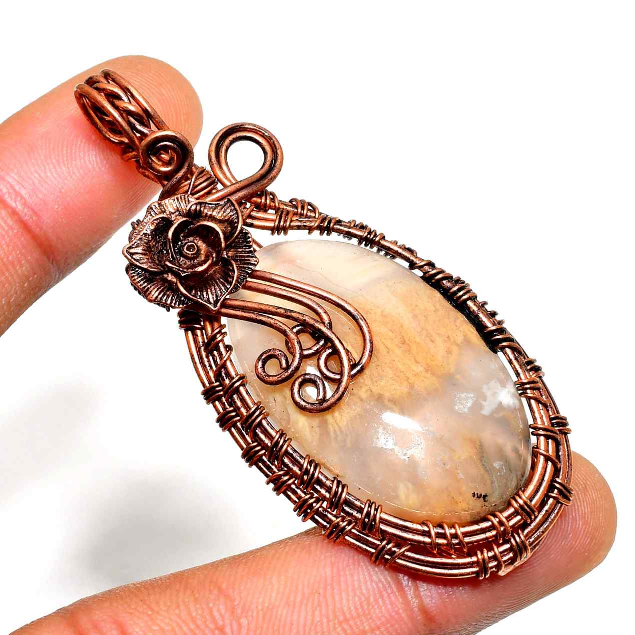 Ember’s Embrace – Copper-Wrapped Agate Pendant