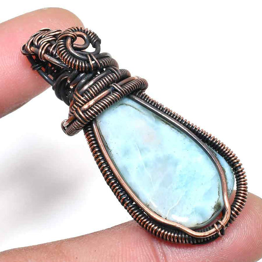 Ocean Serenity – Larimar Copper Pendant