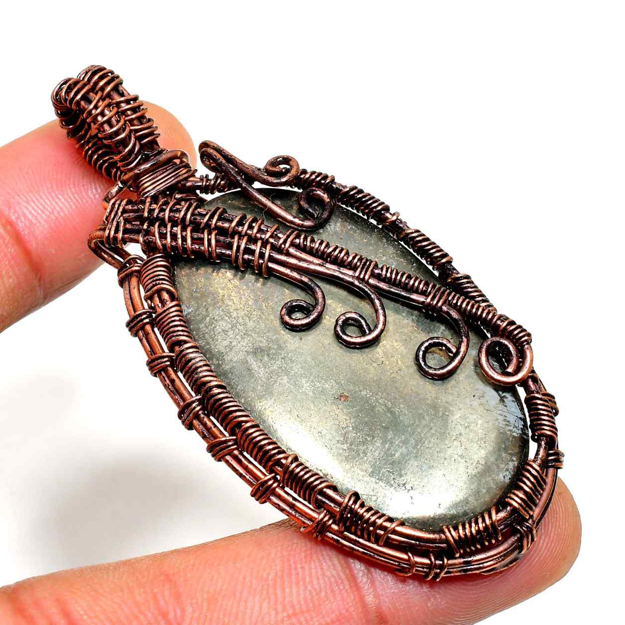 Gaia’s Embrace – Natural Stone & Copper Pendant
