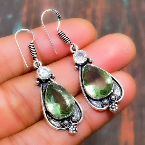 Verdant Harmony – Sterling Silver Green Tourmaline Earrings