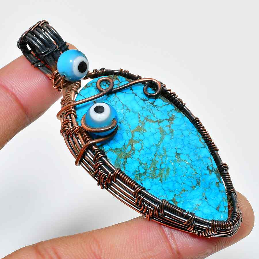 Azure Guardian – Turquoise & Copper Pendant