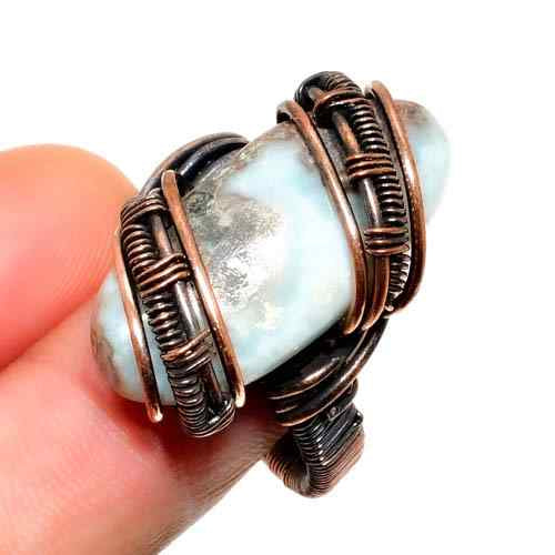 Tranquil Tides – Larimar Copper Ring