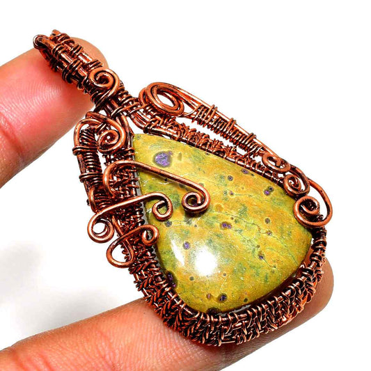 Gaia’s Whisper – Green Stone Copper Pendant