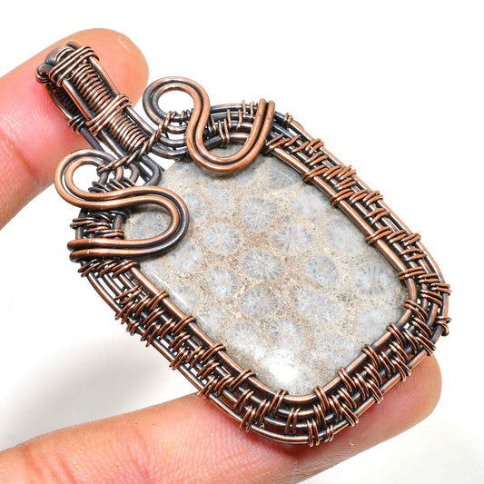 Earthbound Embrace – Oxidized Copper & Stone Pendant